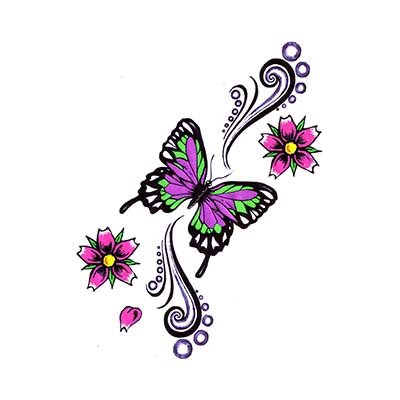Lovely Butterfly Flowers Design Water Transfer Temporary Tattoo(fake Tattoo) Stickers NO.11070